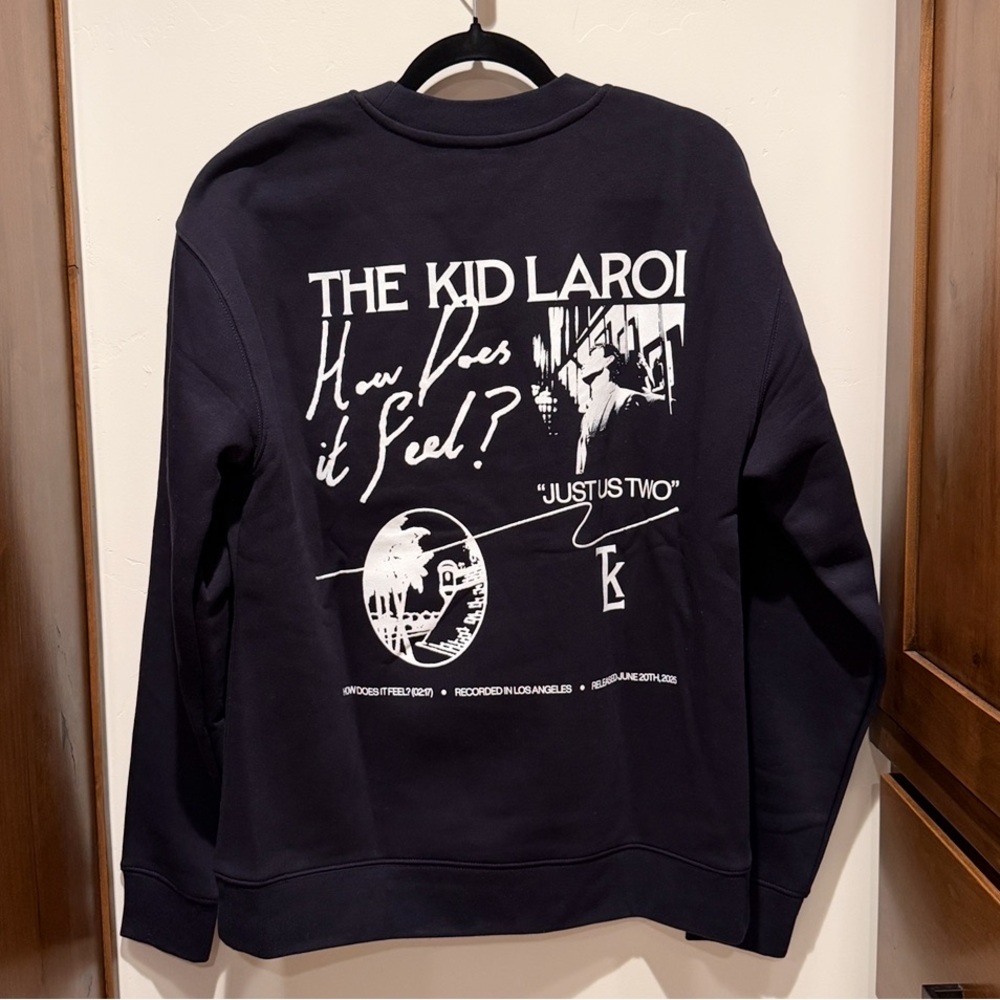 The Kid Laroi, crewneck sweatshirt, size medium, dark blue, brand new